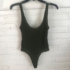 Olive green free people bodysuit